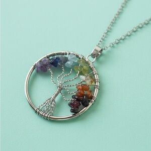 Multicolor Tree of Life Pendant Necklace
